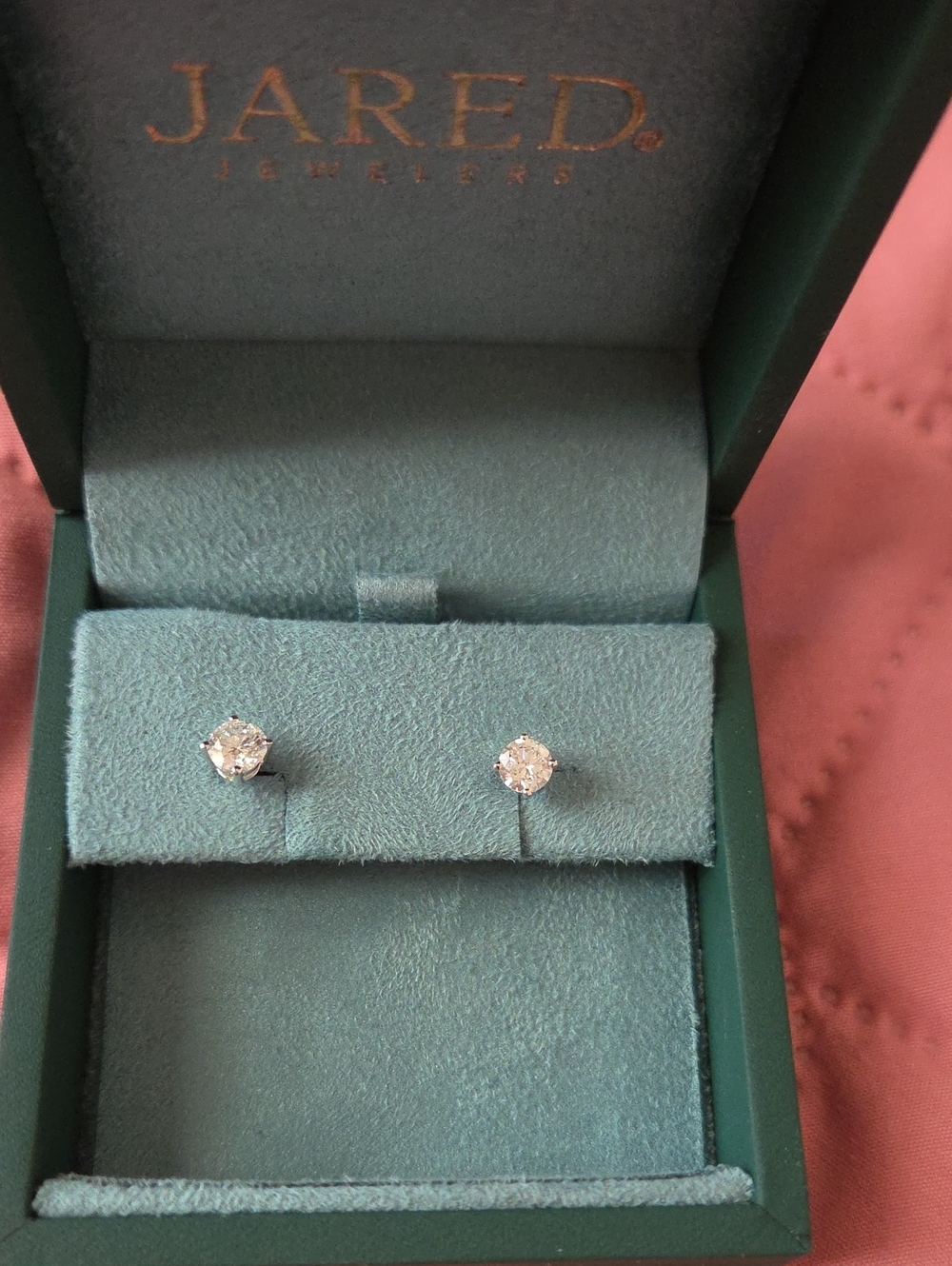 Jared Round Diamond Stud Earrings in Silver